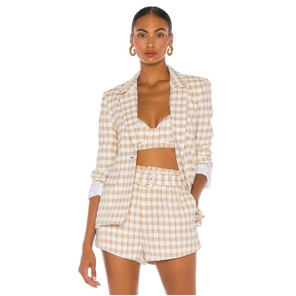 Camila Coelho Jackets & Blazers - Camila Coelho Checkered Blazer and Shorts Set
